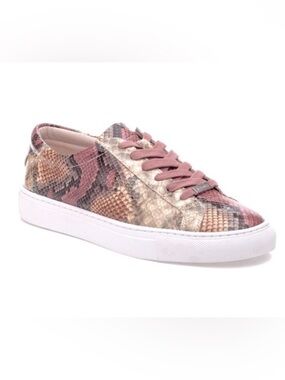 J/SLIDES - Lacee Snake Print Lace-Up Sneakers in Pink Multi size 9